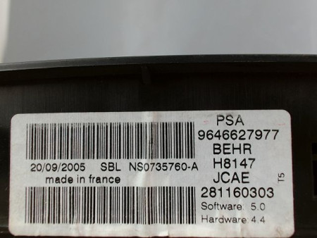 COMMANDE DE CHAUFFAGE PEUGEOT 307 PHASE 2 GASOIL